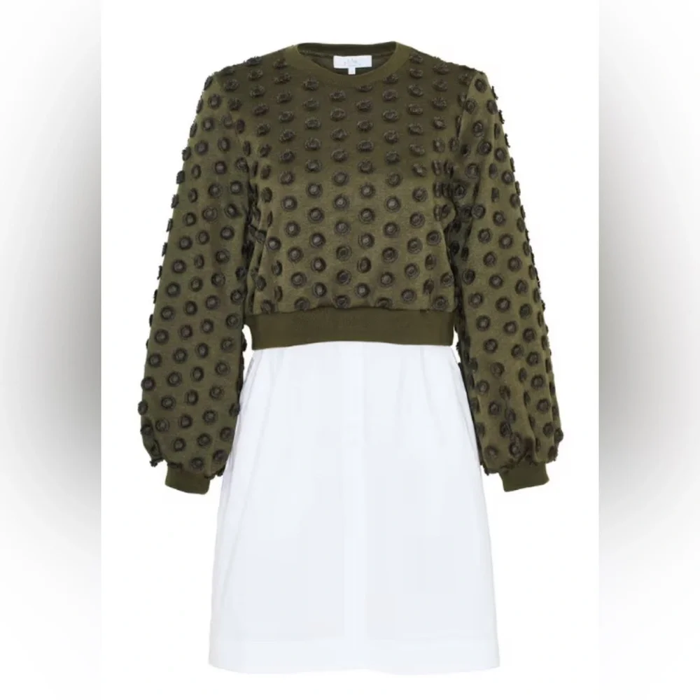 EUC [Pearl by Lela Rose] Poplin Embroidered Sweater Layer Combo Dress Women’s S - Picture 1 of 15